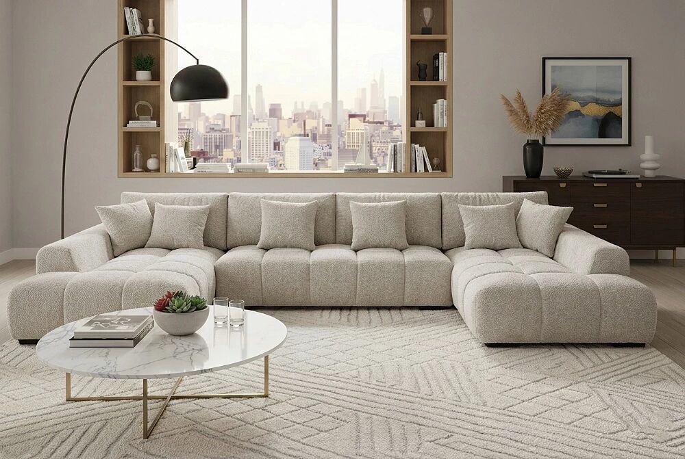 MONTAGNE, Canap� en U GRIS - 366*207*207cm. Sur pr�commande, 3 mois d\'attente � partir du 17/02. Tarif sp�cial pr�commande 1399�