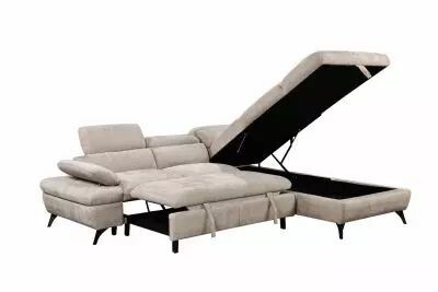 MURANO, Canap� Grand angle droite 2AP, convertible Gigogne 2 places + angle et pouf en tissu Astra