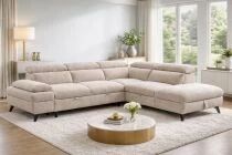 MURANO, Canap&eacute; Grand angle droite 2AP, convertible Gigogne 2 places + angle et pouf en tissu Astra