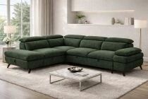 MURANO, Canap&eacute; Grand angle droite 2AP, convertible Gigogne 2 places + angle et pouf en tissu Astra