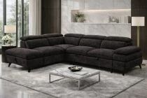 MURANO, Canap&eacute; Grand angle droite 2AP, convertible Gigogne 2 places + angle et pouf en tissu Astra