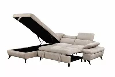 MURANO, Canap� Grand angle gauche PA2, convertible Gigogne 2 places + angle et pouf en tissu Astra