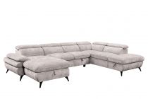 MURANO, Grand canapé panoramique angle droite convertible Gigogne non reversible en tissu Astra