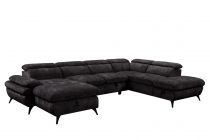 MURANO, Grand canapé panoramique angle droite convertible Gigogne non reversible en tissu Astra