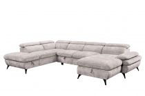 MURANO, Grand canapé panoramique angle gauche convertible Gigogne non reversible en tissu Astra
