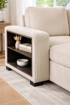 NERO, Grand Angle droite convertible gigogne non reversible 2 places + angle + pouf coffre