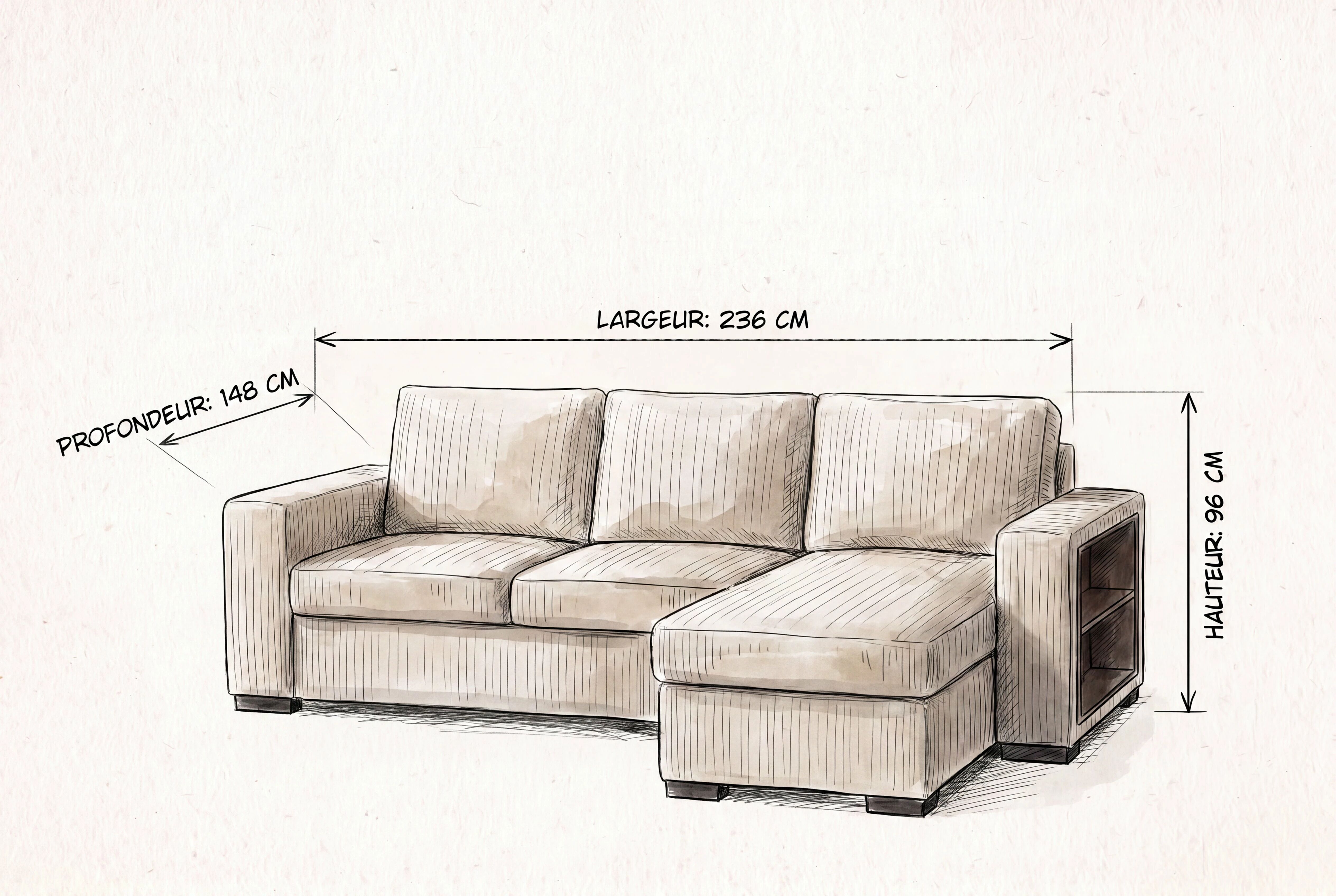 NERO, Grand Angle gauche convertible gigogne non reversible. EN STOCK