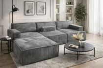 NORWAY 3x1 place +pouf , Canap&eacute; d\'angle fixe modulable, tissu bouclette effet \'mouton\'