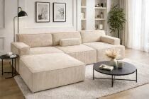 NORWAY 3x1 place +pouf , Canap&eacute; d\'angle fixe modulable, tissu bouclette effet \'mouton\'