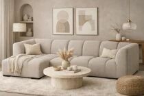 NUAGE angle fixe GAUCHE Tissu GALARDO 116 BEIGE (L246xH68x88/131cm)