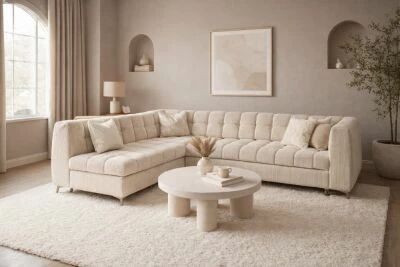 ODEON, Canap� d�angle m�ridienne r�versible convertible gigogne avec coffre de rangement en velours cotel� 