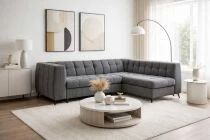 ODEON, Canap&eacute; d�angle m&eacute;ridienne r&eacute;versible convertible gigogne avec coffre de rangement en velours cotel&eacute; 