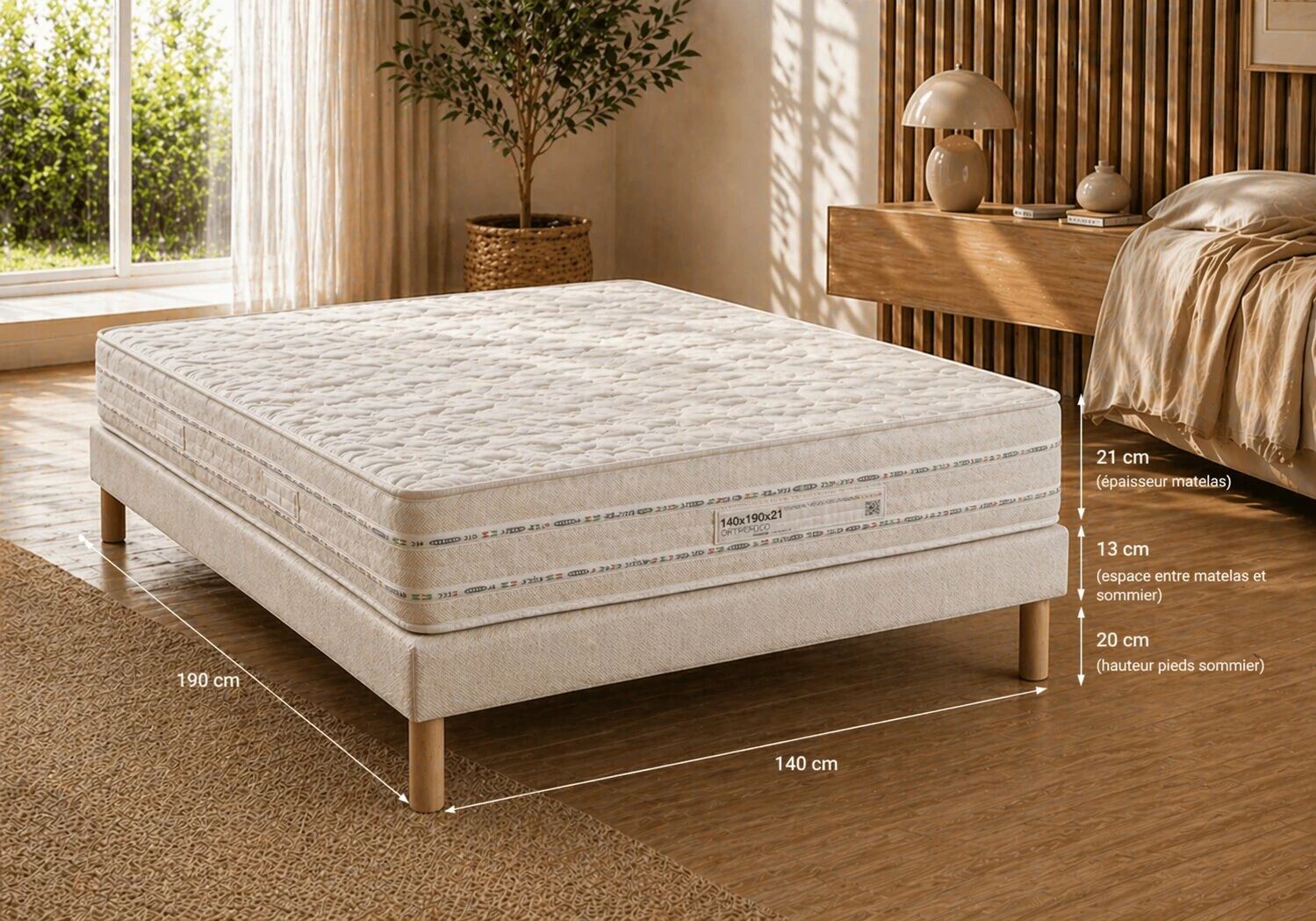 Offre, Matelas ORTHOPEDICO en mousse 21cm (toutes dimensions) + Sommier Tapissier