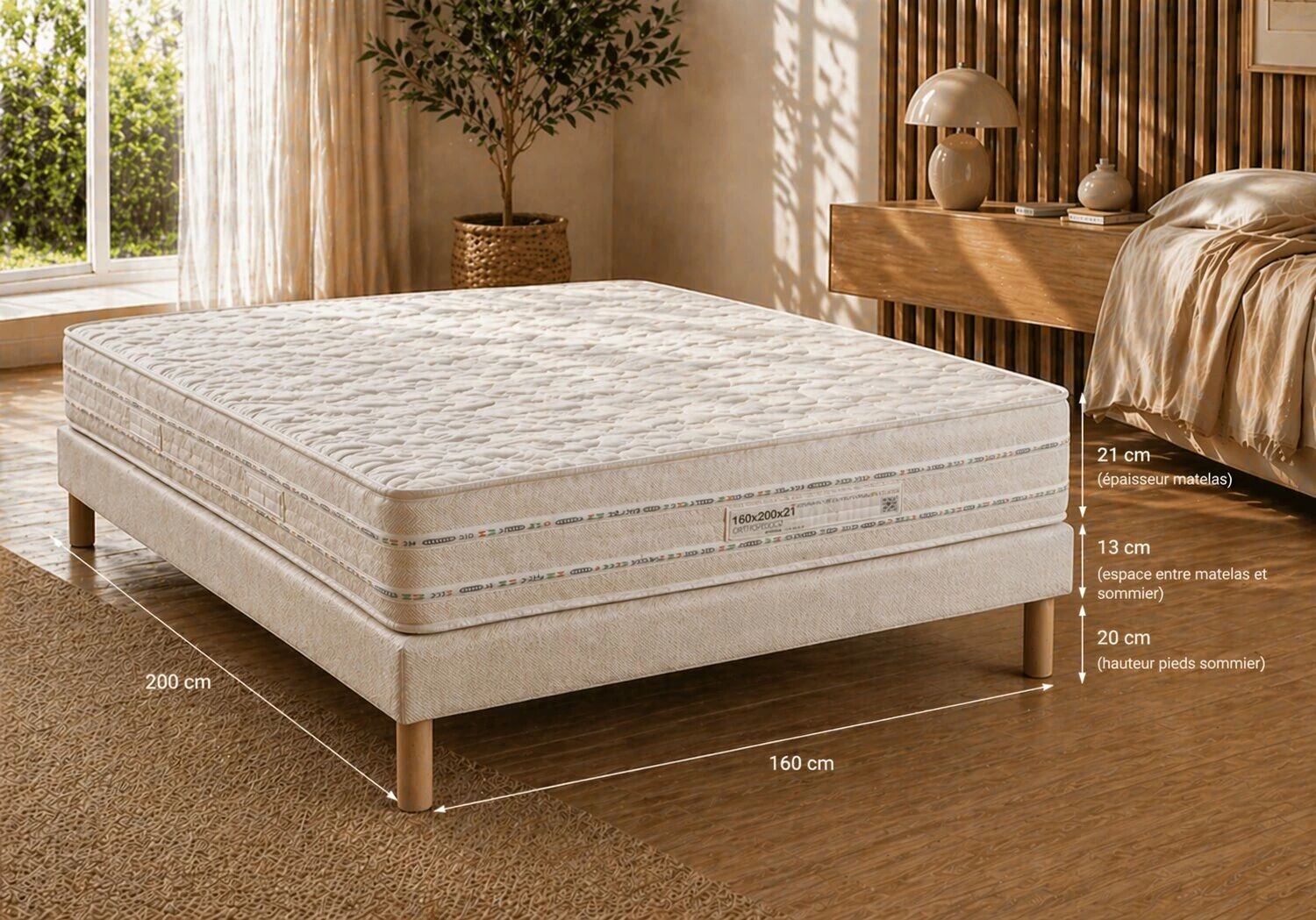 Offre, Matelas ORTHOPEDICO en mousse 21cm (toutes dimensions) + Sommier Tapissier