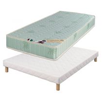 Offre Matelas Aloe Jacquard + Sommier Tapissier + pieds bois massif 20cm (toutes dimensions)