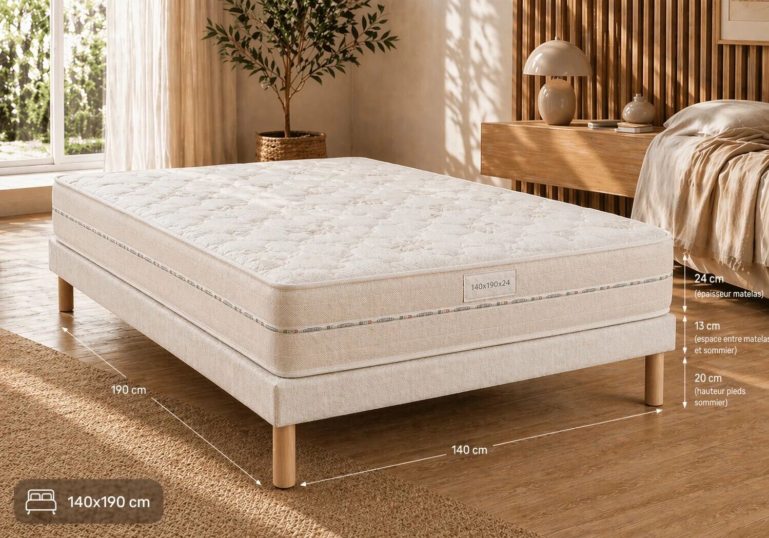 Offre Matelas ALOE SOFT en mousse &eacute;paisseur 23cm (toutes dimensions) + Sommier Tapissier