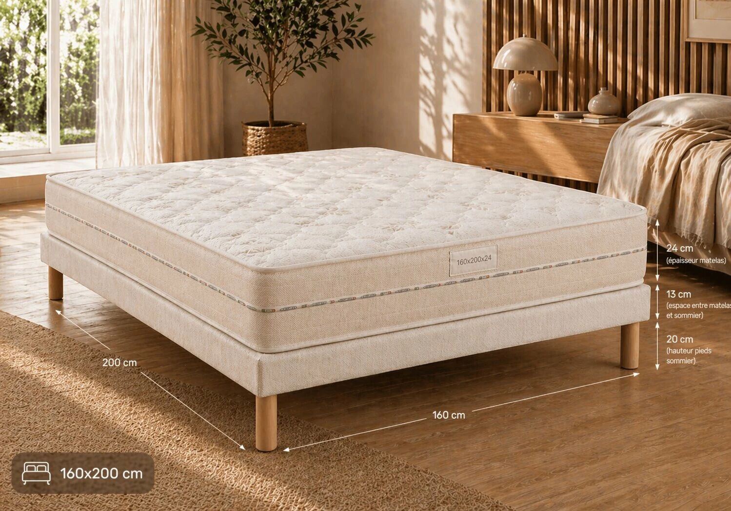 Offre Matelas ALOE SOFT en mousse &eacute;paisseur 23cm (toutes dimensions) + Sommier Tapissier