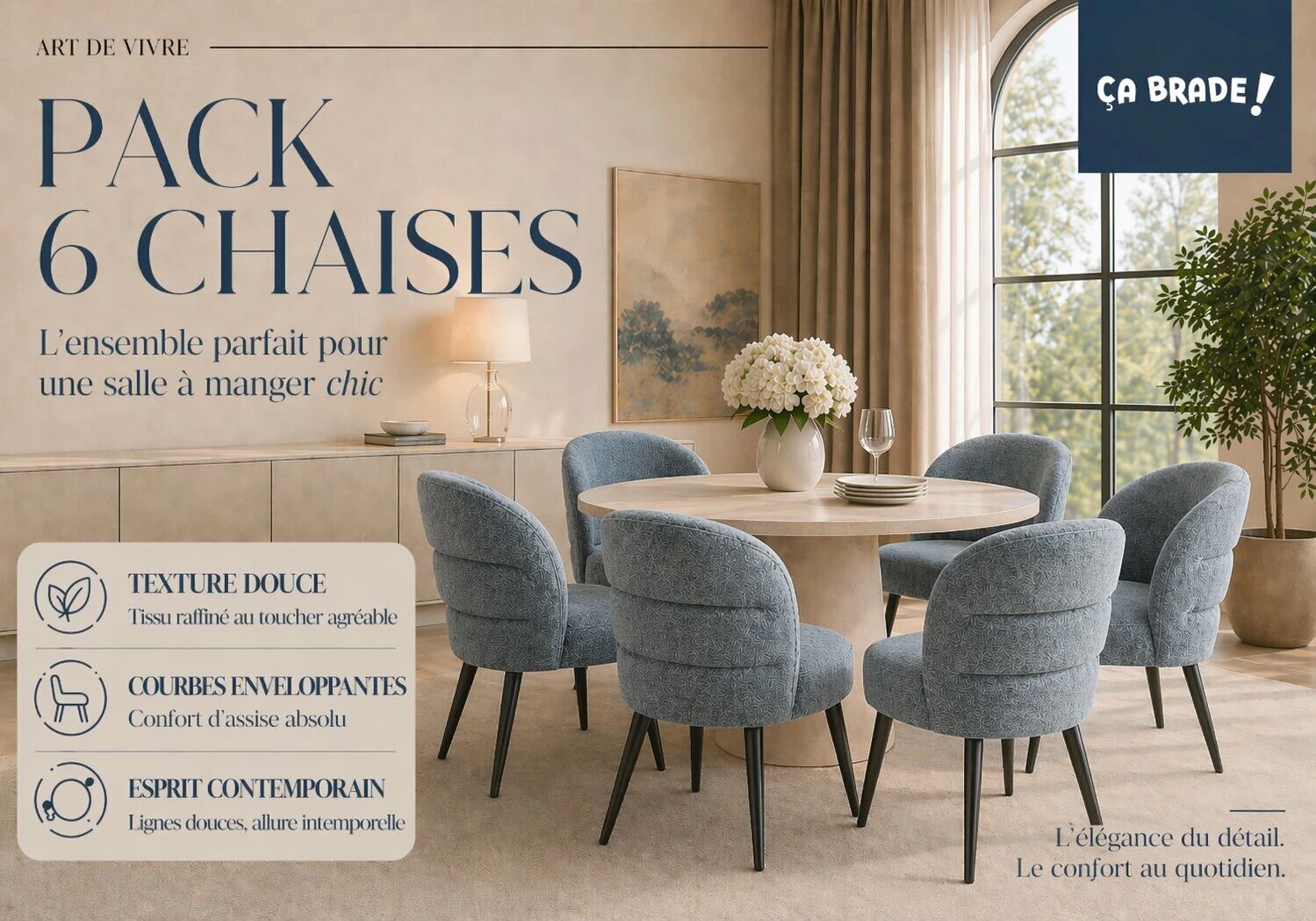 OLYMPUS Table ronde pieds style colonne + 4 Chaises Dragon Tissu Bouclette Blanc Pieds noir