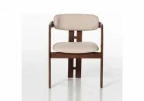 OPUS, Chaise de repas, velours CREME/BEIGE + pieds m&eacute;tal dor&eacute;