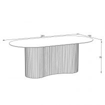 OSCAR Table pied colonne L200cm*P100cm*H76cm (effet TRAVERTIN-Pieds bois)
