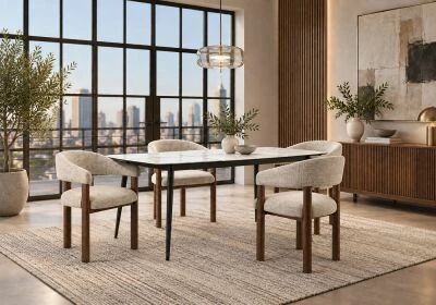 Pack YENSE, Table extensible 145/185 cm + 4 chaises JAPA ou ROUND