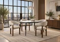 Pack YENSE, Table extensible 145/185 cm + 4 chaises JAPA ou ROUND