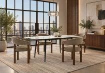 Pack YENSE, Table extensible 145/185 cm + 4 chaises JAPA ou ROUND