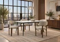 Pack YENSE, Table extensible 145/185 cm + 4 chaises JAPA ou ROUND