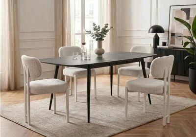 Pack YENSE DRAGON, Table extensible 145/185 cm + 4 chaises DRAGON