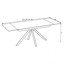 PERLA Table Ceramique double extension (140cm+ extensions 30cm+ 30cm)*80cm