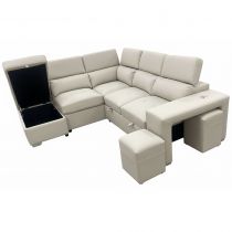 POSITANO II, Canapé d\'angle convertible gigogne, Revêtement Simili renforcé (leather gel)