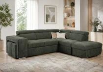 POSITANO II, Canap&eacute; d\'angle convertible Gigogne 2 places ,  pouf coffre, en tissu Astra