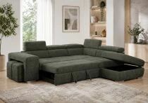POSITANO II, Canap&eacute; d\'angle convertible Gigogne 2 places ,  pouf coffre, en tissu Astra