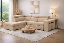 POSITANO II, Canap&eacute; d\'angle GAUCHE, convertible gigogne, Rev&ecirc;tement Velours C&ocirc;tel&eacute; 