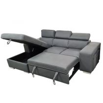 POSTO convertible gigogne 2 places angle gauche, Revêtement Polyester Tex, Chaise longue et 2 poufs