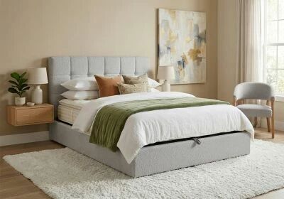 PRONTO, Lit coffre en tissu boucl�