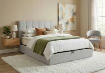 PRONTO, Lit coffre en tissu boucl&eacute;