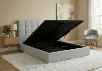 PRONTO, Lit coffre en tissu boucl&eacute;