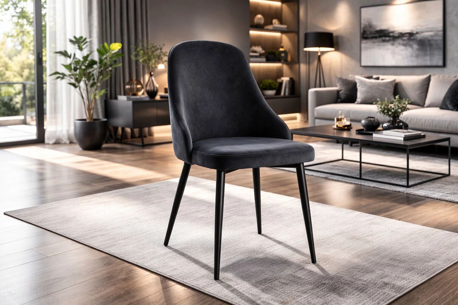 REMIS- Chaise de repas- velours ANKA (L49*P61*H91cm)