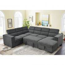 ROOM-U(7018DJ)meridien DROIT sofabed GRIS CLAIR(Belfast41)(312*249cm)