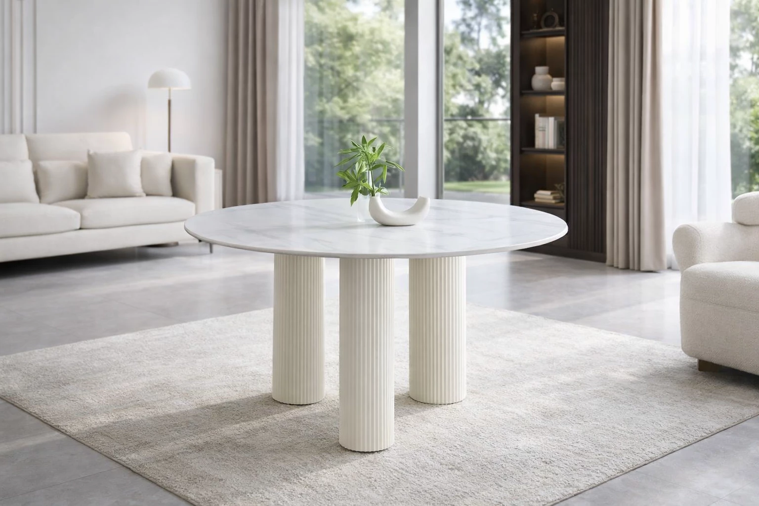 ROXY Table � manger pierre fritt�e effet marbre+pieds bois clair MDF 180*90*75
