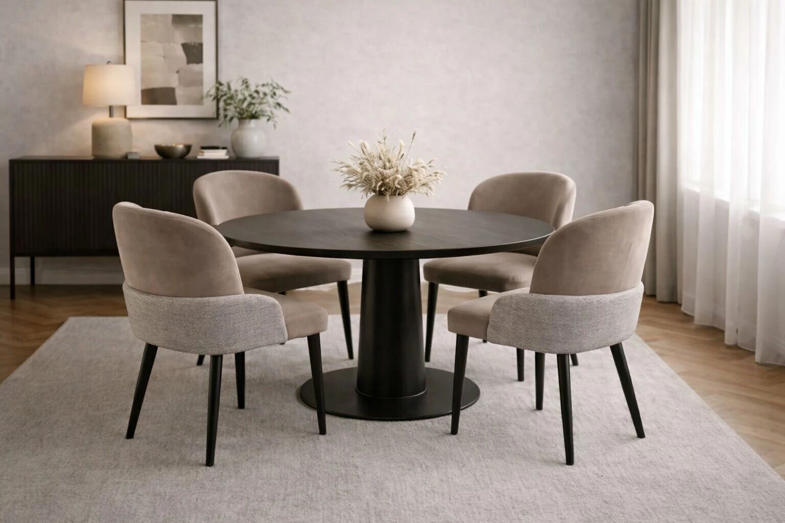 SIMO Chaise bicolore mousse memory Anka+Keten Beige (L52*P60*H87cm)