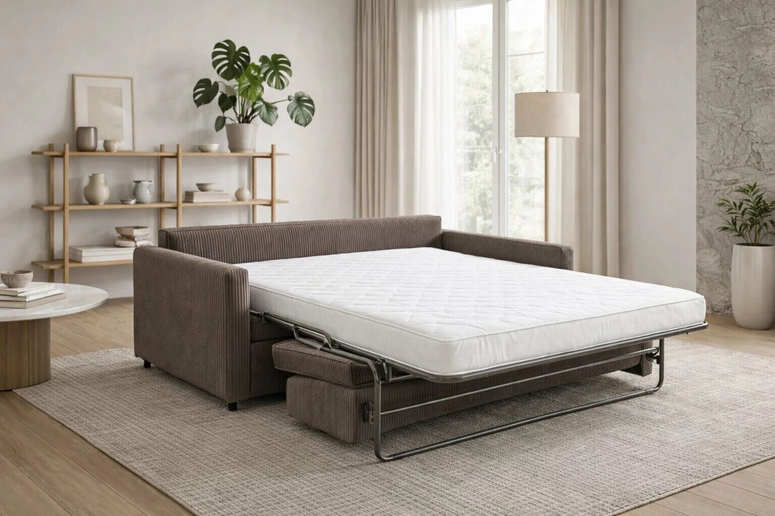 SIMPLY, Canap&eacute; convertible Rapido, Couchage quotidien 120cm en velours c&ocirc;tel&eacute;