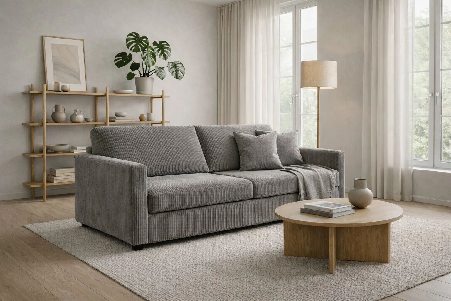 SIMPLY, Canap&eacute; convertible Rapido, Couchage quotidien 120cm en velours c&ocirc;tel&eacute;