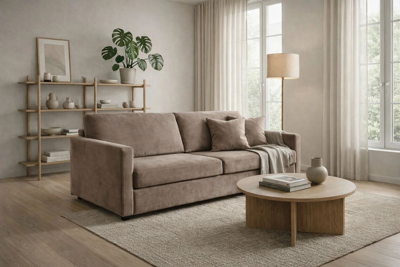 SIMPLY, Canap� convertible Rapido, Couchage quotidien 120cm en velours Tiffany