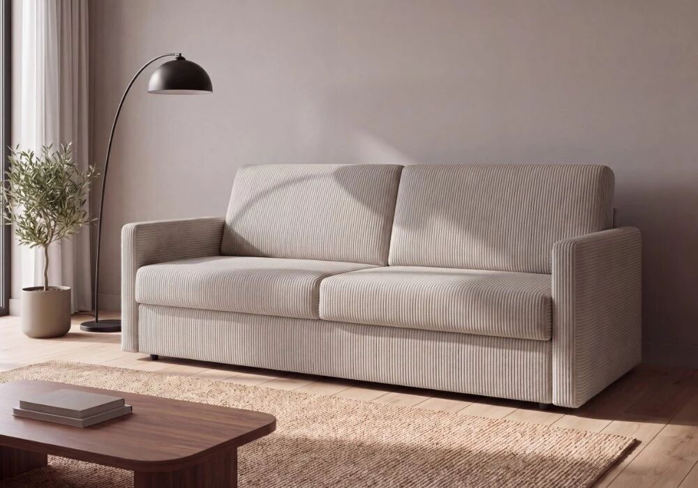 SIMPLY, Canap� convertible Rapido, Couchage quotidien 140cm en velours cotel�