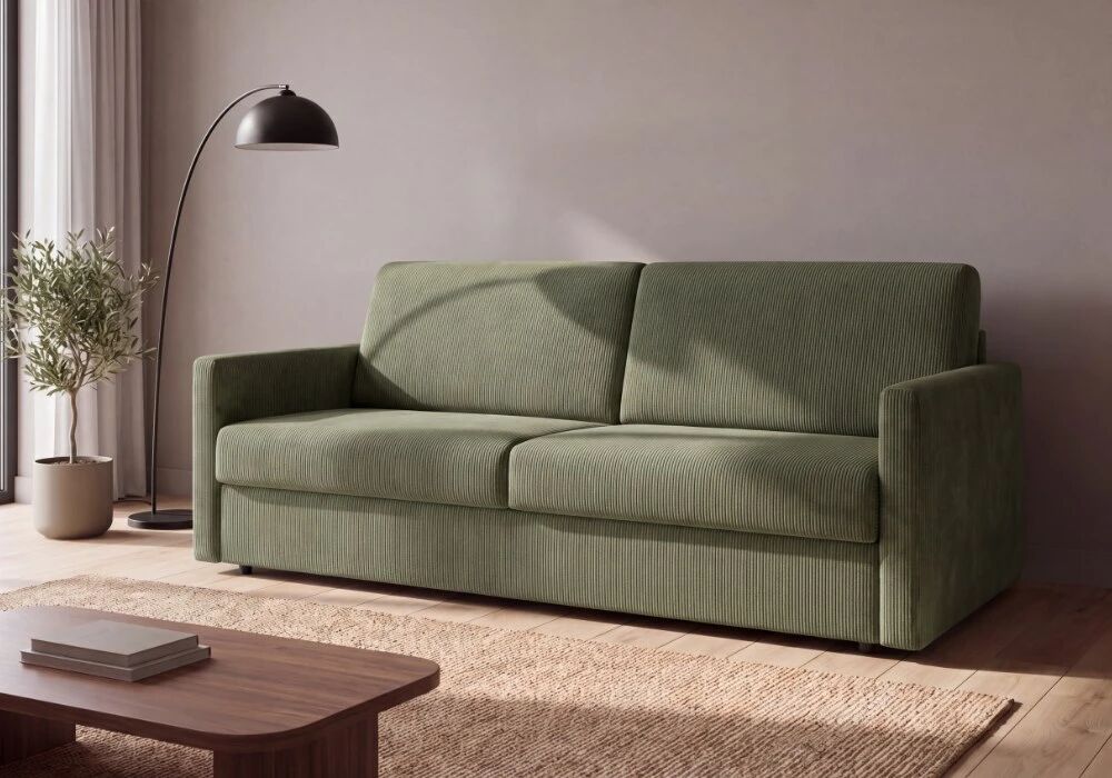 SIMPLY, Canap� convertible Rapido, Couchage quotidien 160cm en VELOURS C�TEL�