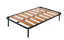 Sommier à grandes lattes de bois épaisses (toutes les dimensions), 4 pieds en métal 30cm inclus