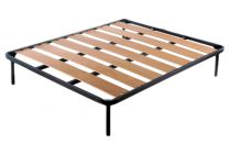 Sommier à grandes lattes de bois épaisses (toutes les dimensions), 4 pieds en métal 30cm inclus