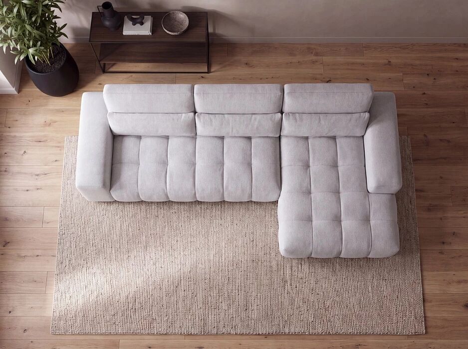 TALIA, Canap� d\'angle fixe en tissu (appui t�te reglables)- 312cmx180cm